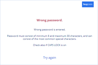 6 a - Wrong password - first warning