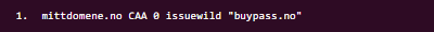 mittdomene.no CAA 0 issuewild "buypass.no"